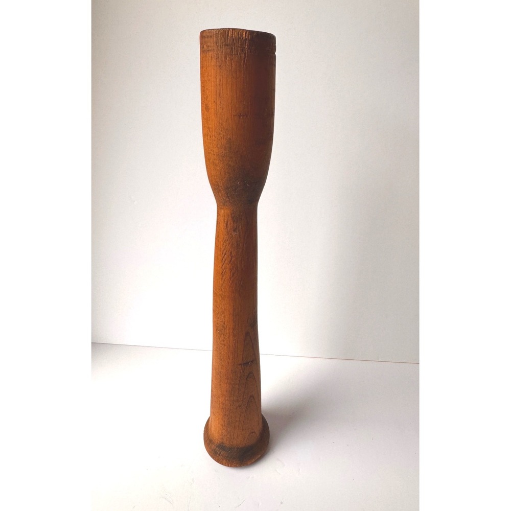Vintage Hand Carved Wooden Pestle Primitive Rustic Kitchen Muddler 14.5 Inch